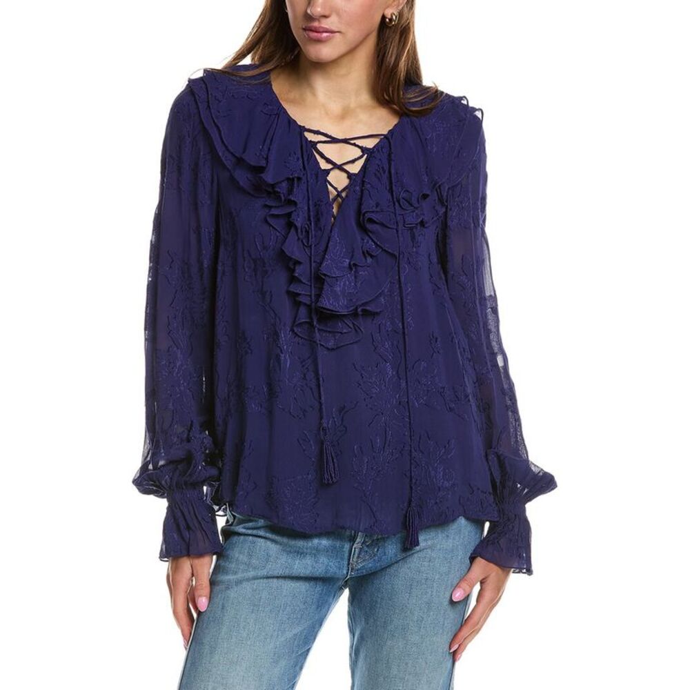 Hemant & Nandita Womens Fil Coupe Top, Blue
